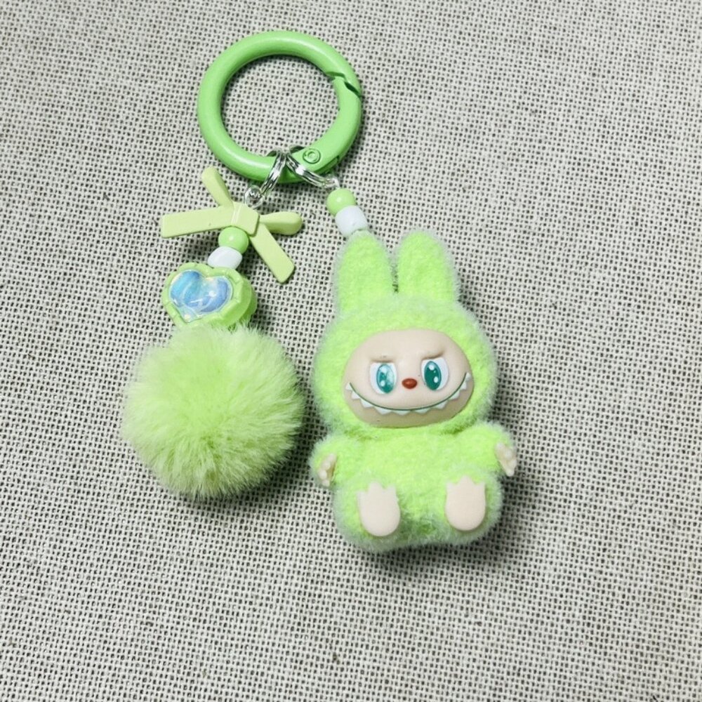 New Popular Hot! mini green Mocha bunny Labubu Baby keychain dangeler figure